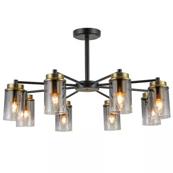 люстра потолочная SCHAFFNER Milizia Е14 8x40Вт стекло металл чёрный