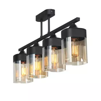 люстра потолочная VITALUCE Storm E27 4х40Вт металл стекло черный