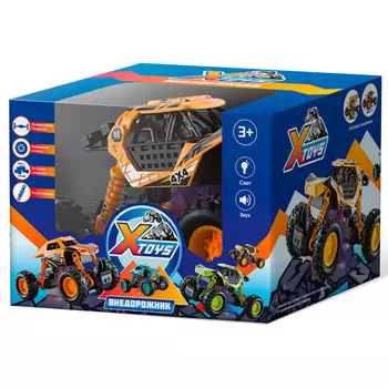 машинка инерционная X-toys Внедорожник со светом и звуком масштаб 1:32 желтая