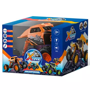машинка инерционная X-toys Внедорожник со светом и звуком масштаб 1:32 оранжевая