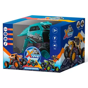 машинка инерционная X-toys Внедорожник со светом и звуком масштаб 1:32 голубая