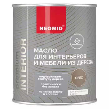 масло для дерева NEOMID Interior 0,75л орех, арт. Inter-0,75/орех