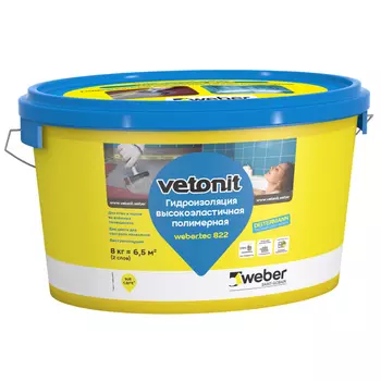 мастика WEBER Vetonit tec. 822 гидроизоляционная 8кг серая, арт.1011475