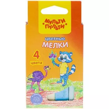 мелки цветные МУЛЬТИ-ПУЛЬТИ Енот в Австралии 4цв картонная коробка