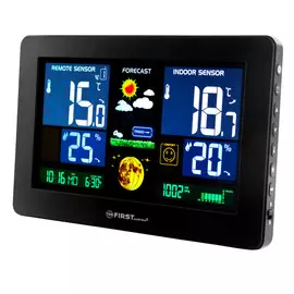 метеостанция FIRST FA-2461-4 Black цветной LED-дисплей, USB, беспроводной датчик