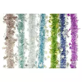 мишура Снежинка 200х10см серебряно-голубая голография