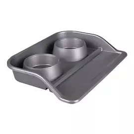 миска для животных двойная 300мл с лотком пластик серый