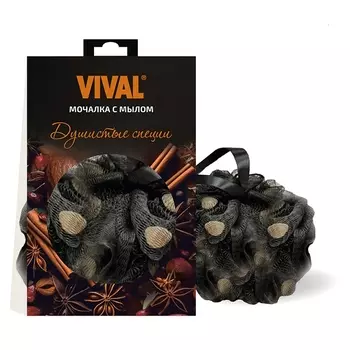 мочалка VIVAL 13х20х8см Душистые специи с мылом 80г