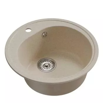 мойкa Mixline ML-GM11 КОМФОРТ круглая D500х180мм искуственный камень бежевая