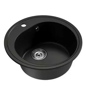 мойкa Mixline ML-GM11 КОМФОРТ круглая D500х180мм искуственный камень ультра-черная