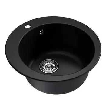 мойкa Mixline ML-GM13 КОМФОРТ круглая D495х200мм искуственный камень ультра-черная