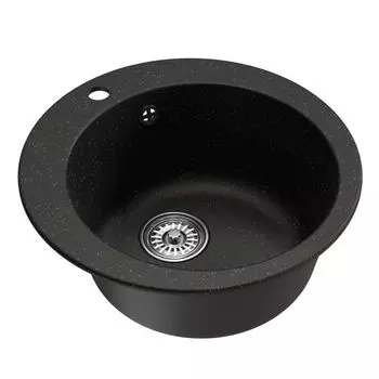 мойкa Mixline ML-GM13 КОМФОРТ круглая D495х200мм искуственный камень черная
