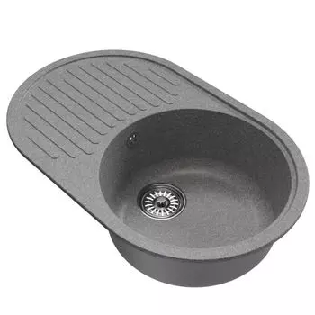 мойка Mixline ML-GM16 КОМФОРТ овальная с крылом 730х460х180мм искуственный камень графит