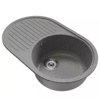мойка Mixline ML-GM16 КОМФОРТ овальная с крылом 730х460х180мм искуственный камень темно-серая