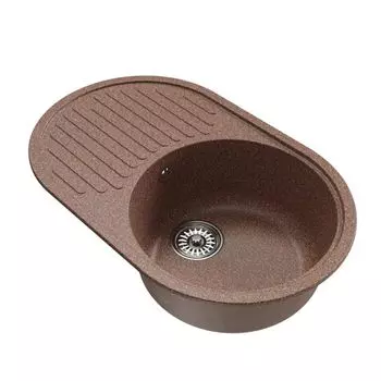 мойка Mixline ML-GM16 КОМФОРТ овальная с крылом 730х460х180мм искуственный камень терракотовая