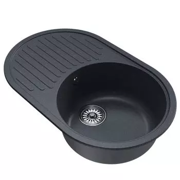мойка Mixline ML-GM16 КОМФОРТ овальная с крылом 730х460х180мм искуственный камень антрацит