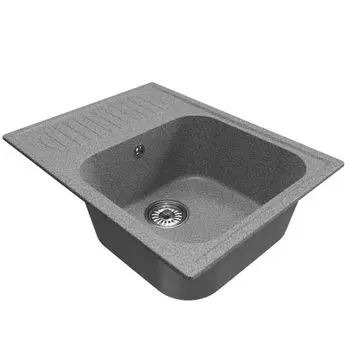 мойка Mixline ML-GM18 КОМФОРТ прямоугольная с крылом 640х490х190мм искуственный камень темно-серая