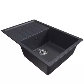 мойка Mixline ML-GM19 КОМФОРТ прямоугольная с крылом 750х500х200мм искуственный камень антрацит
