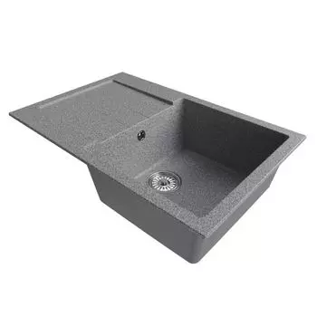 мойка Mixline ML-GM31 КОМФОРТ прямоугольная с крылом 770х500х190мм искуственный камень темно-серая