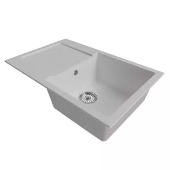 мойка Mixline ML-GM31 КОМФОРТ прямоугольная с крылом 770х500х190мм искуственный камень ультра-белая