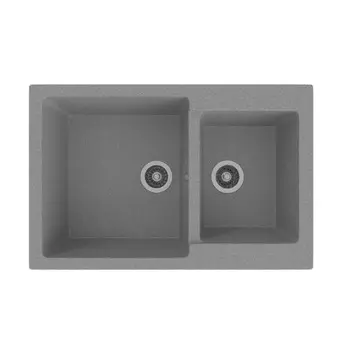 мойка Mixline ML-GMS13 СТАНДАРТ двухчашевая 767х502х190мм искуственный камень темно-серая
