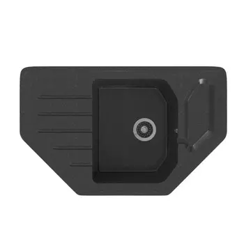 мойка Mixline ML-GMS17 СТАНДАРТ угловая с крылом 780х485х190мм искуственный камень черная
