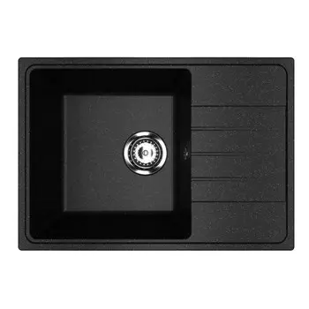 мойкa Mixline ML-GMU06 УЛЬТРА с крылом 600х420х170мм искуственный камень черная