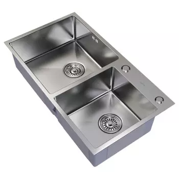 мойка настольного монтажа 2 чаши MIXLINE PRO 720х400х220мм сатин нержавеющая сталь