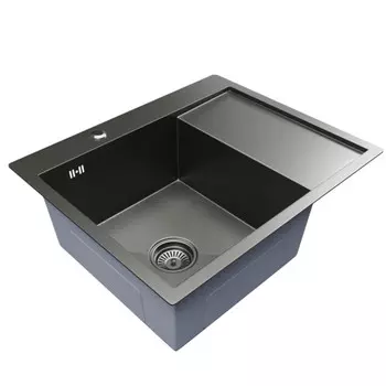 мойка настольного монтажа MIXLINE PRO 600х500х200мм черный графит нержавеющая сталь