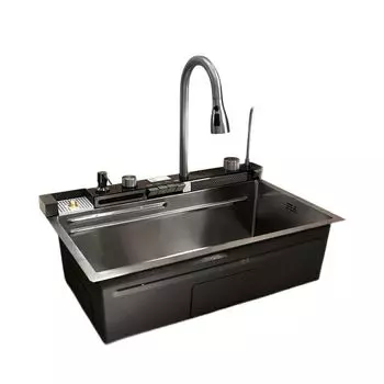 мойка настольного монтажа многофункцинальная MIXLINE PRO 750х460х220мм графит нержавеющая сталь