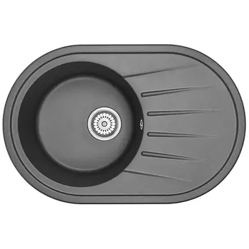 мойка овальная СтандАрт 760х500х190мм черный кварц
