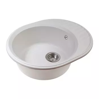 мойка врезная овальная с крылом 620х510х190мм кварц белая