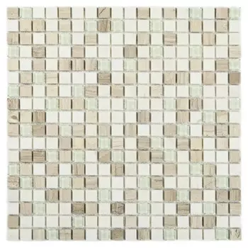 мозаика каменная Comfort Вива 30,5x30,5x0,4 мм чип 15x15 мм цвет бело-серый микс