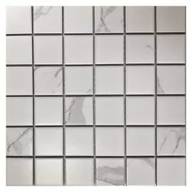 мозаика керамическая 30,3х30,3х0,6 Carrara-48, матовый бело-серый микс