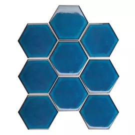 мозаика керамическая Hexagon big Deep Blue 256х295х6мм чип 107х95мм