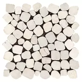 мозаика мраморная, 30,5х30,5х0,9 Peble Mw, белая