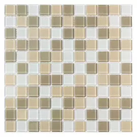 мозаика стеклянная 30х30х0,4 Raf coffee, бежево-белый микс