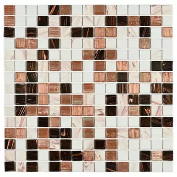 мозаика стеклянная BONAPARTE Active 32,7x32,7x0,4 полуглянцевый бело-коричневый микс