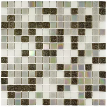 мозаика стеклянная BONAPARTE Marengo 32,7x32,7x0,4 полуглянцевый бело-серый микс