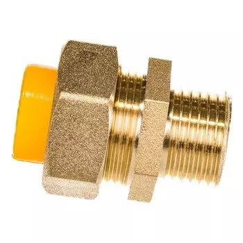 муфта газовая STAHLMANN (M) 15х1/2 НР латунь для гофрированной трубы в желтой оболочке