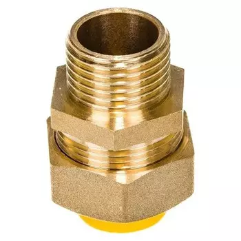 муфта газовая STAHLMANN (M) 25х1 НР латунь для гофрированной трубы в желтой оболочке