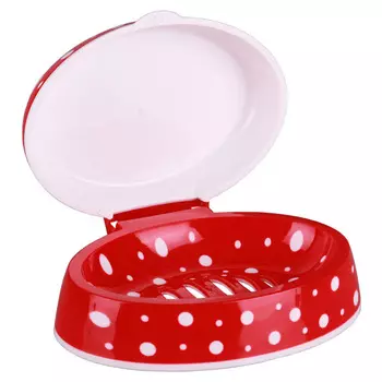 мыльница Горошек, красная, пластик