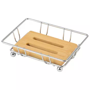 мыльница настольная РЫЖИЙ КОТ BAMBOO-01 бамбук хром