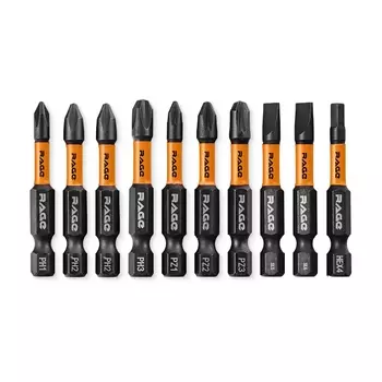 набор бит RAGE by VIRA PH1 PH2 PH3 PZ1 PZ2 PZ3 SL5 SL6 HEX4 50мм 10шт