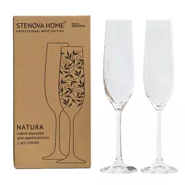 набор бокалов STENOVA HOME Natura 2шт 190мл шампанское стекло