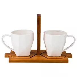 набор чайный LEFARD Native 2/4 220мл на подставке 24х12х15см фарфор, бамбук