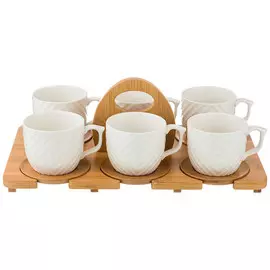 набор чайный LEFARD Native 6/12 300мл на подставке 37х22,5х9см фарфор, бамбук