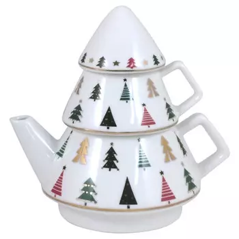 набор чайный MOST Ёлка 3 предмета 0,3л 50мл фарфор