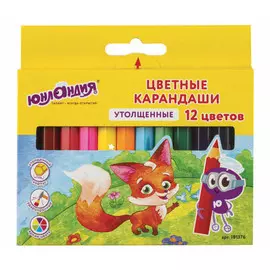 набор цветных карандашей 12цв ЮНЛАНДИЯ Малыши-карандаши 6цв утолщенные