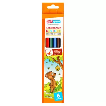 набор карандашей цветных ARTSPACE Лесные Жители 6цв трехгран